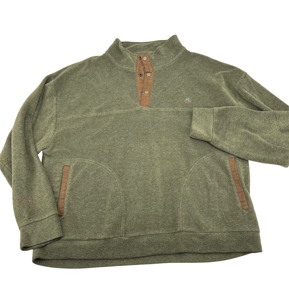 Duck Head Expedition Fleece Pullover 1/4 Snap Green Men's XXL‎ Duck Logo Vintage